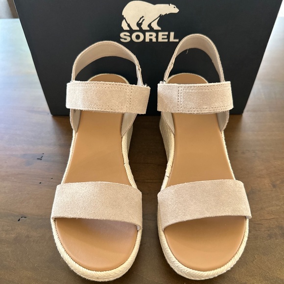 SOREL Cameron Wedge Espadrille Sandal Open Toe Crushed Clay/Gum 17 Size 9 NEW - Picture 3 of 12